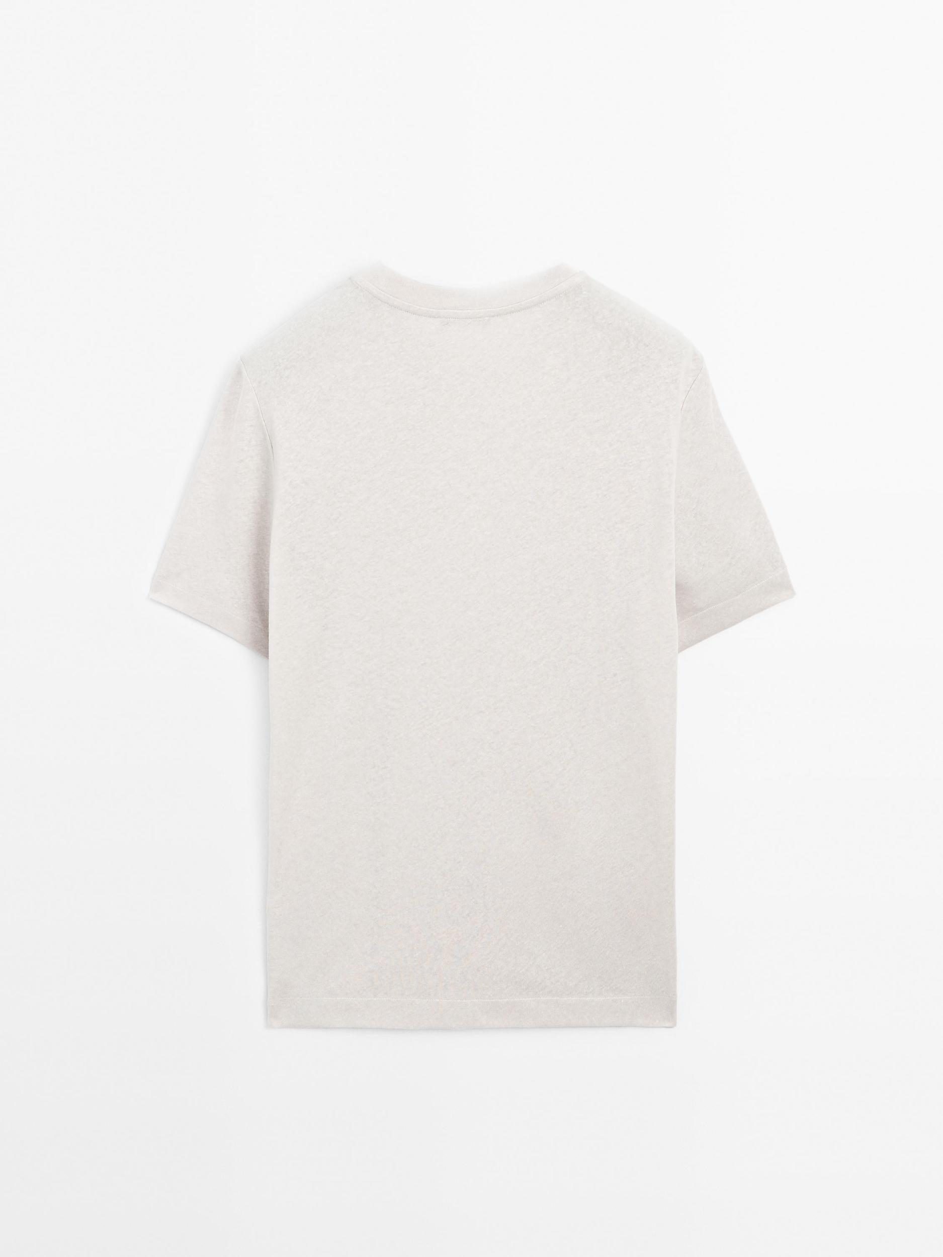Short sleeve linen blend T-shirt Product Image