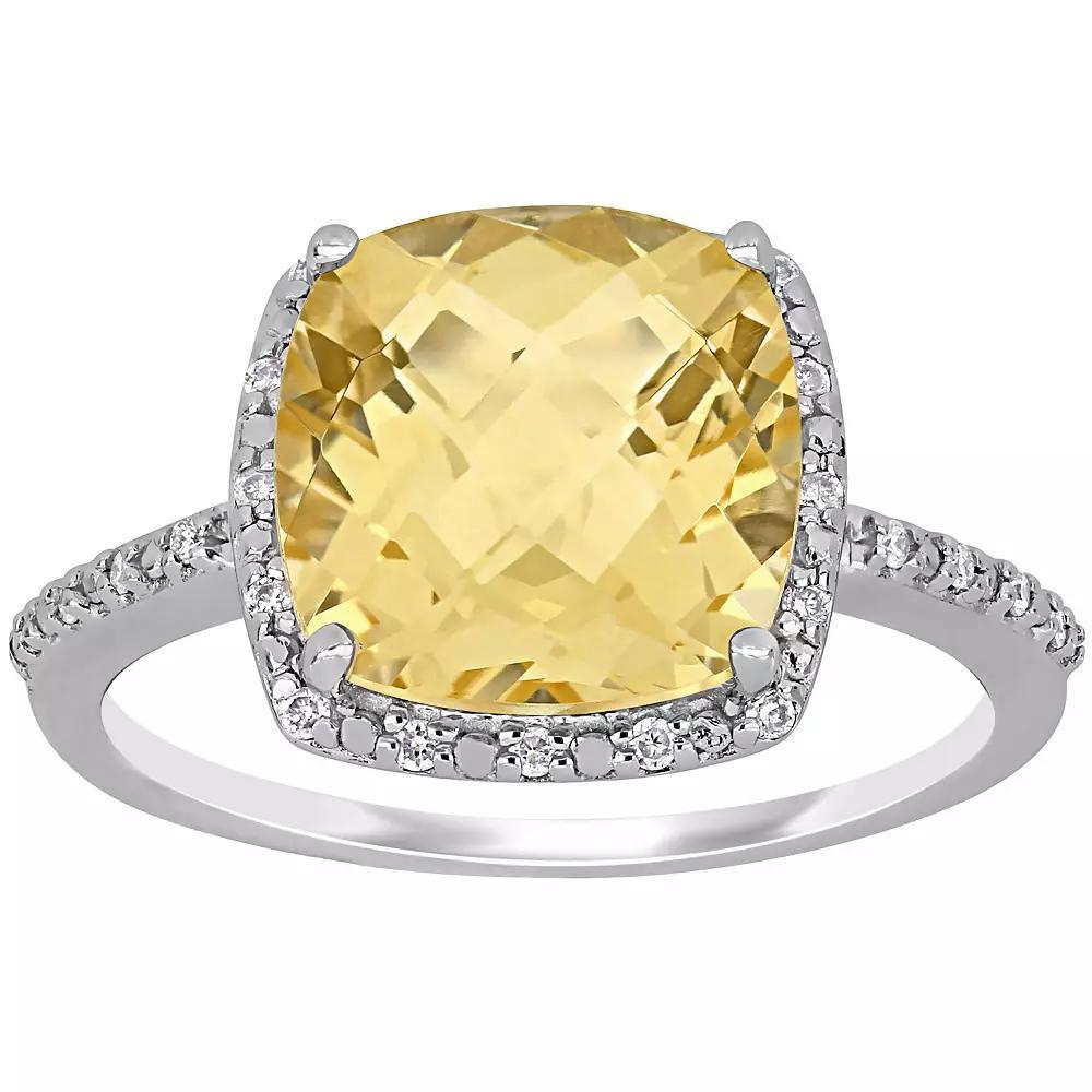 Stella Grace Sterling Silver Citrine & 1/10 Carat T.W. Diamond Halo Ring, Women's, Size: 6.50 Product Image