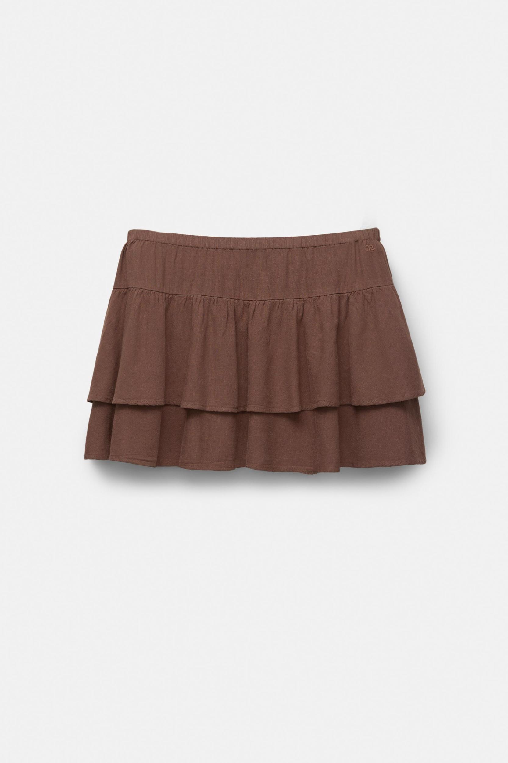 Ruffled linen blend mini skirt Product Image