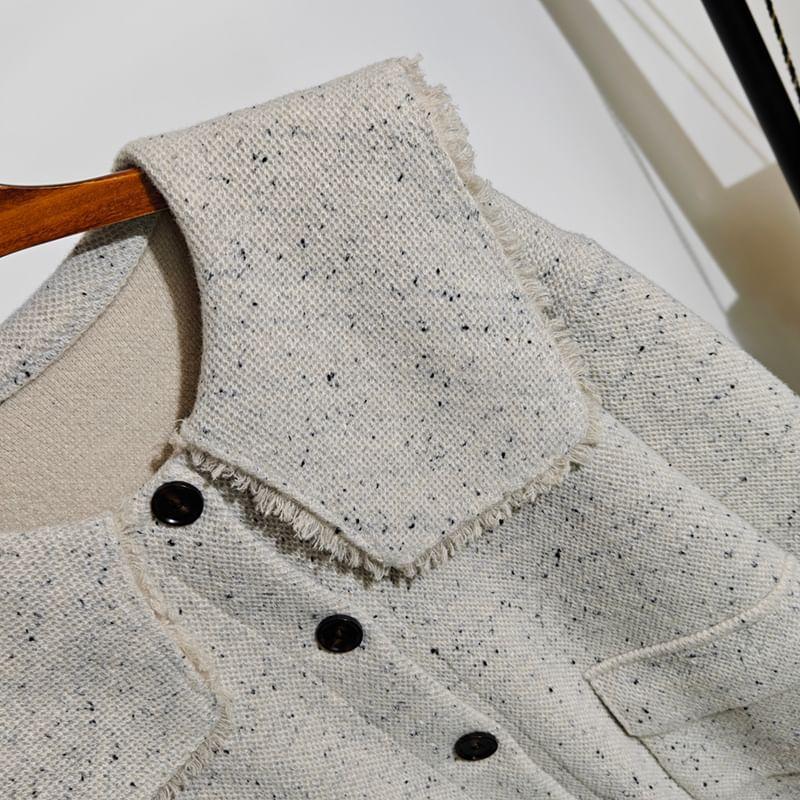 Drop Shoulder Collar Glitter Button Cardigan Product Image