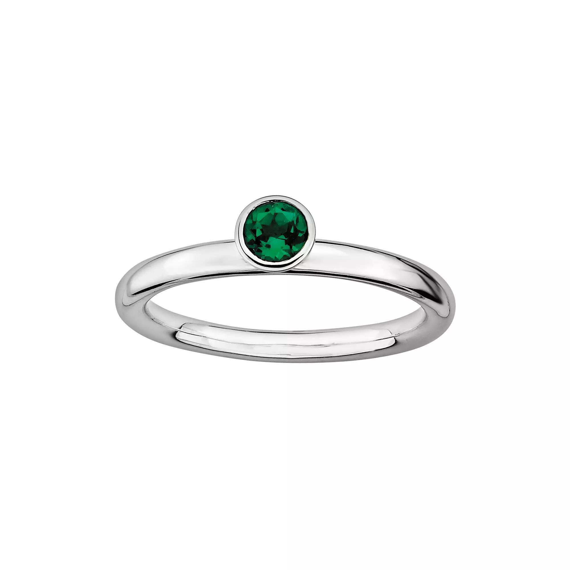 Stacks & Stones Sterling Silver Lab-Created Emerald Stack Ring, Women's, Size: 10, Green Product Image
