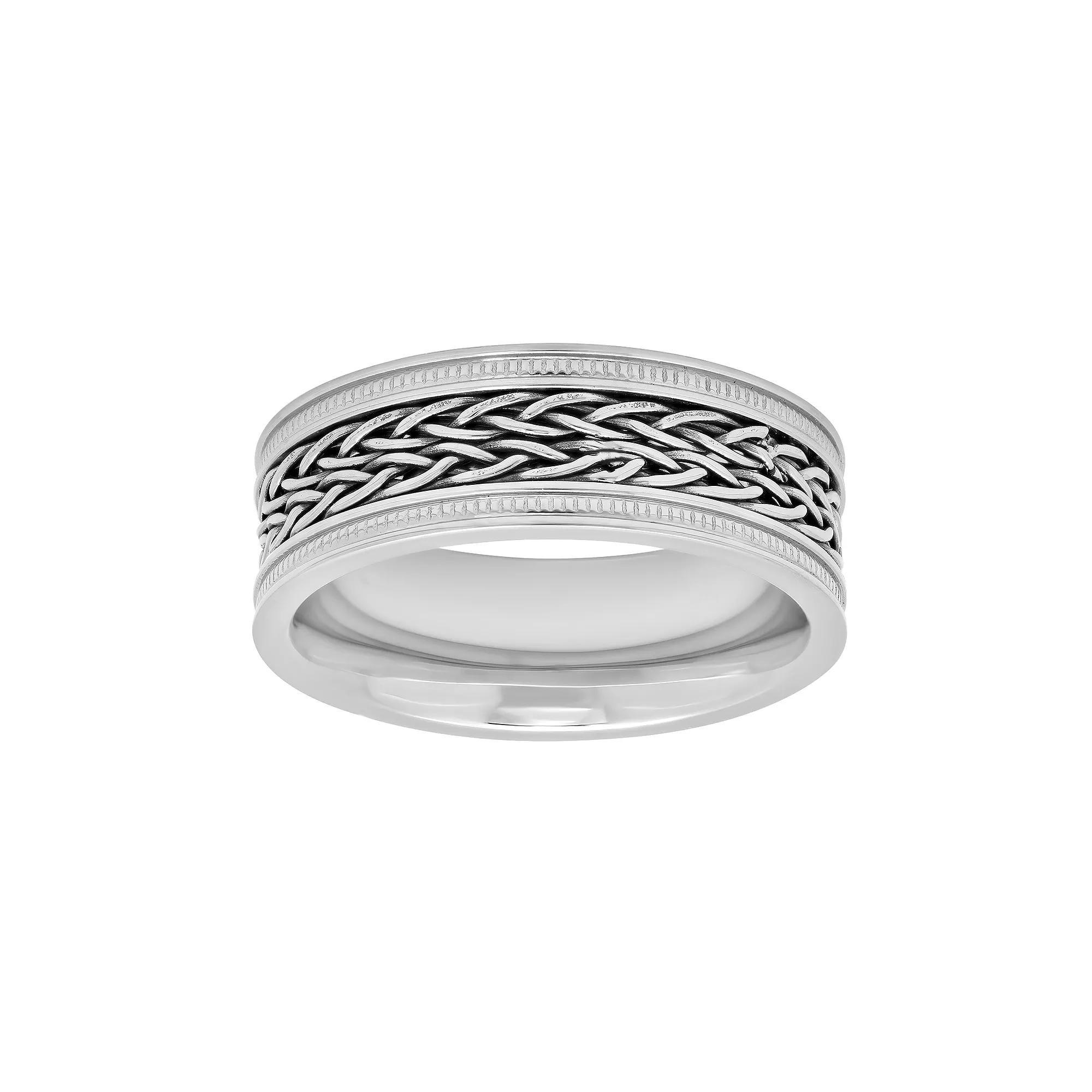 Men's Stainless Steel Braided Wedding Band, Size: 14.50, Grey Product Image