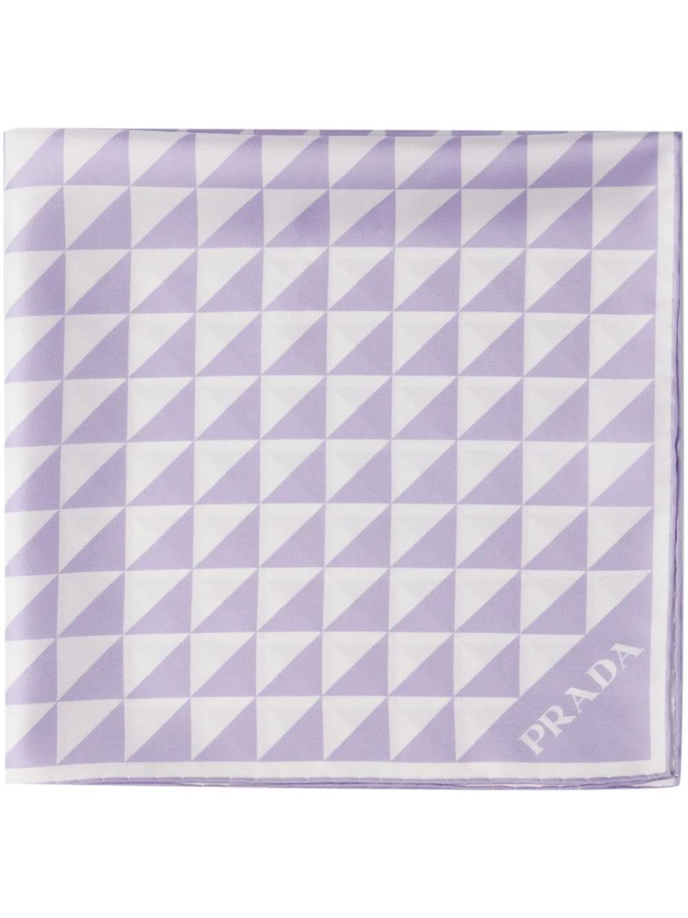 PRADA Triangle-logo Scarf In F0a58 Glicine Bianco Product Image