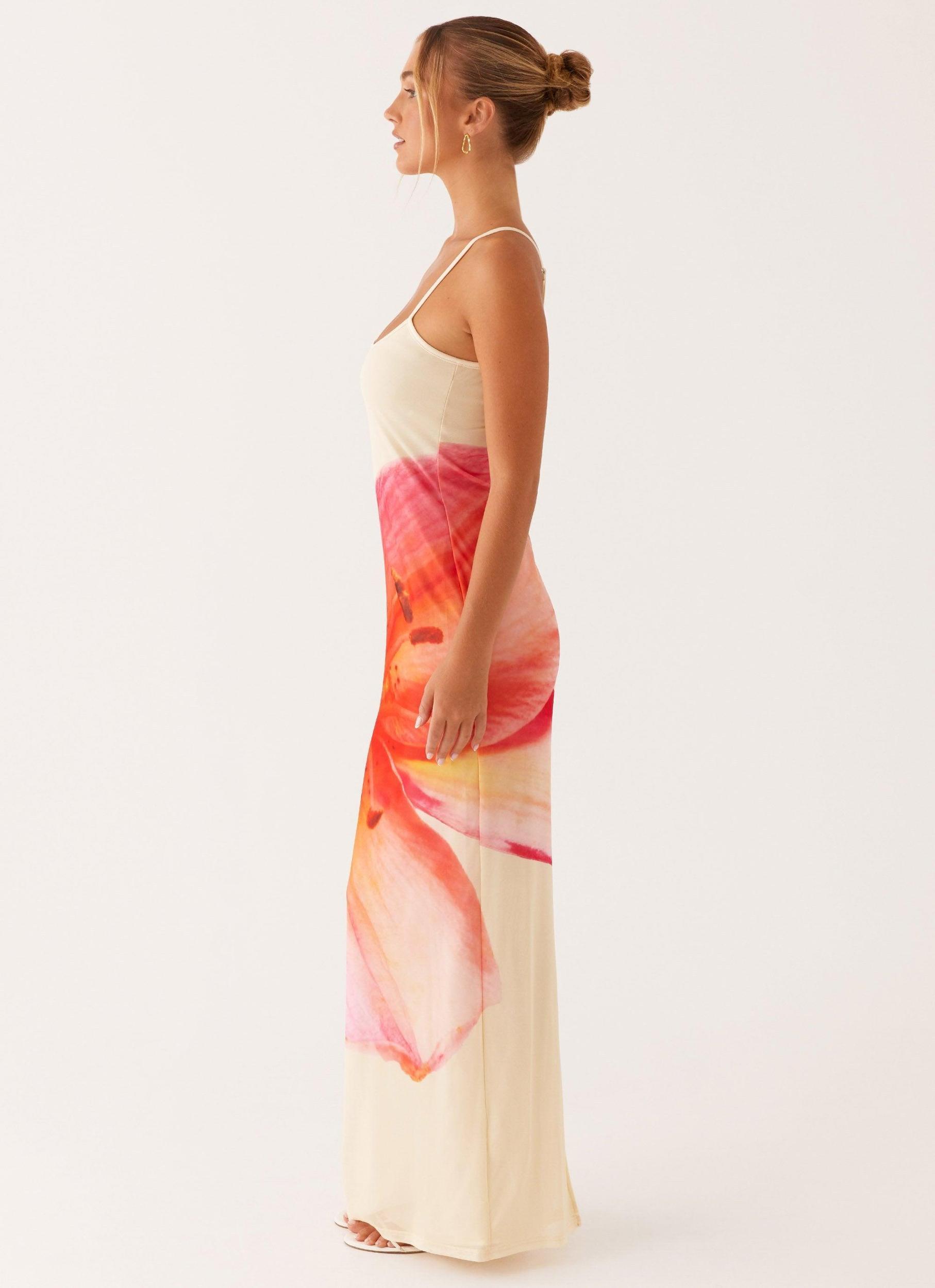 Bad News Mesh Maxi Dress - Yellow Floral Product Image