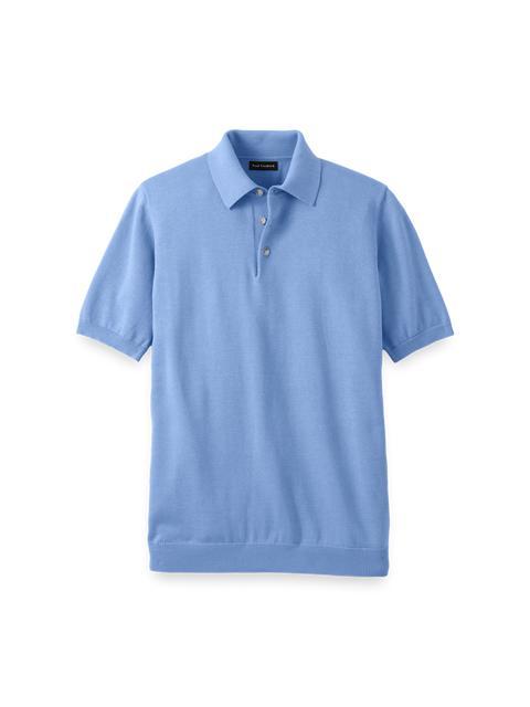 Supima Cotton Three Button Polo - Blue Product Image
