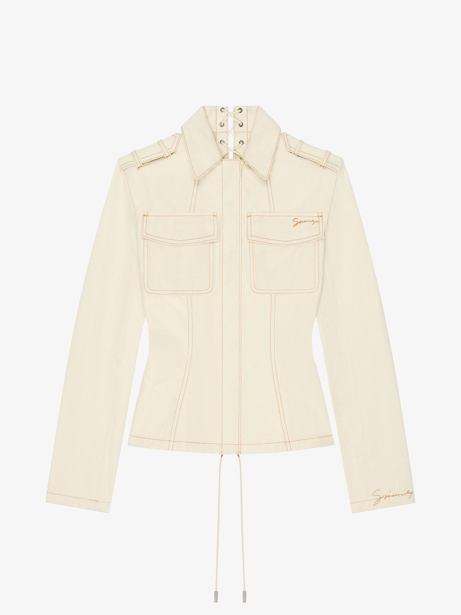 Slim fit jacket in denim with laces Product Image