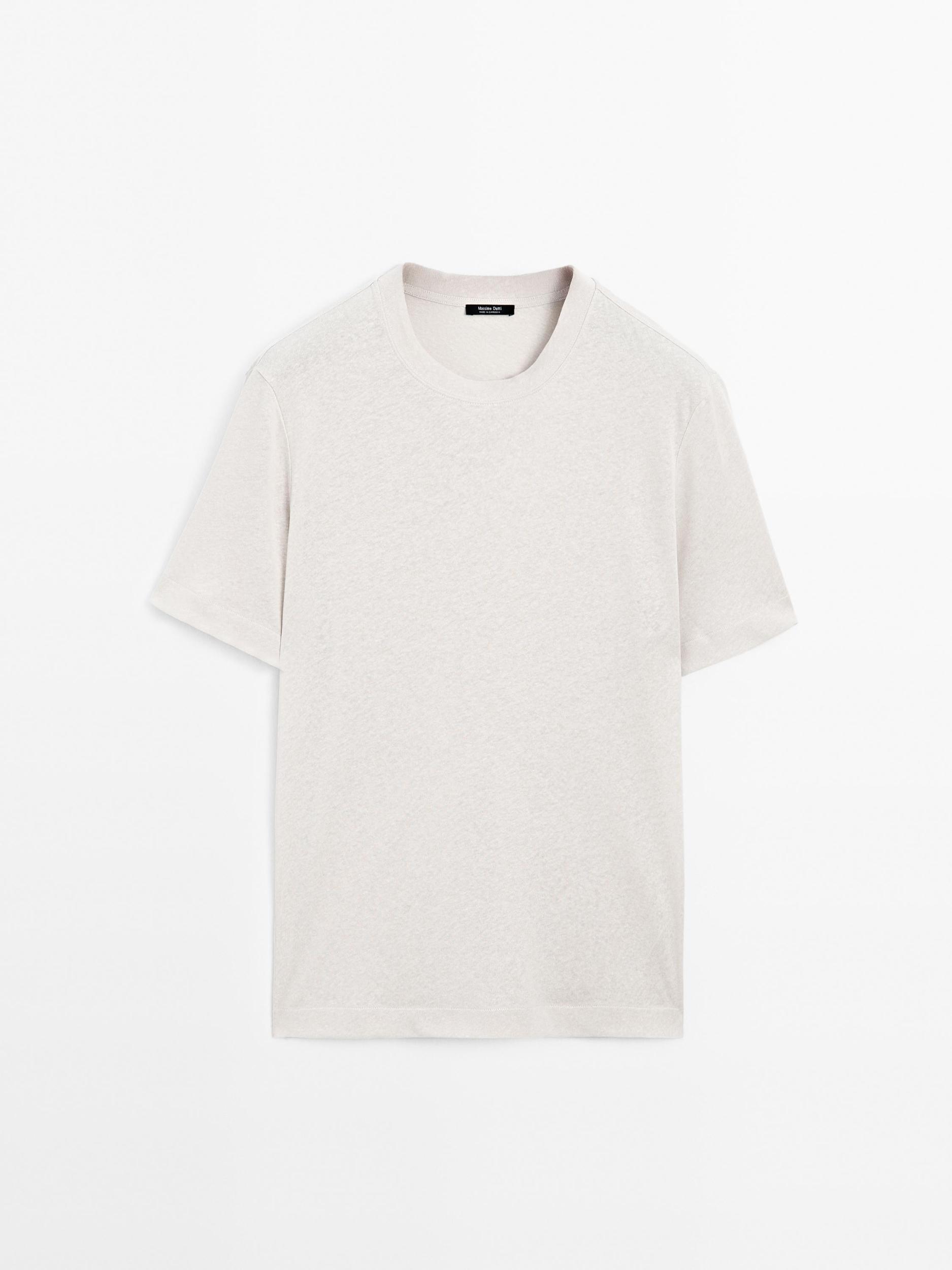 Short sleeve linen blend T-shirt Product Image