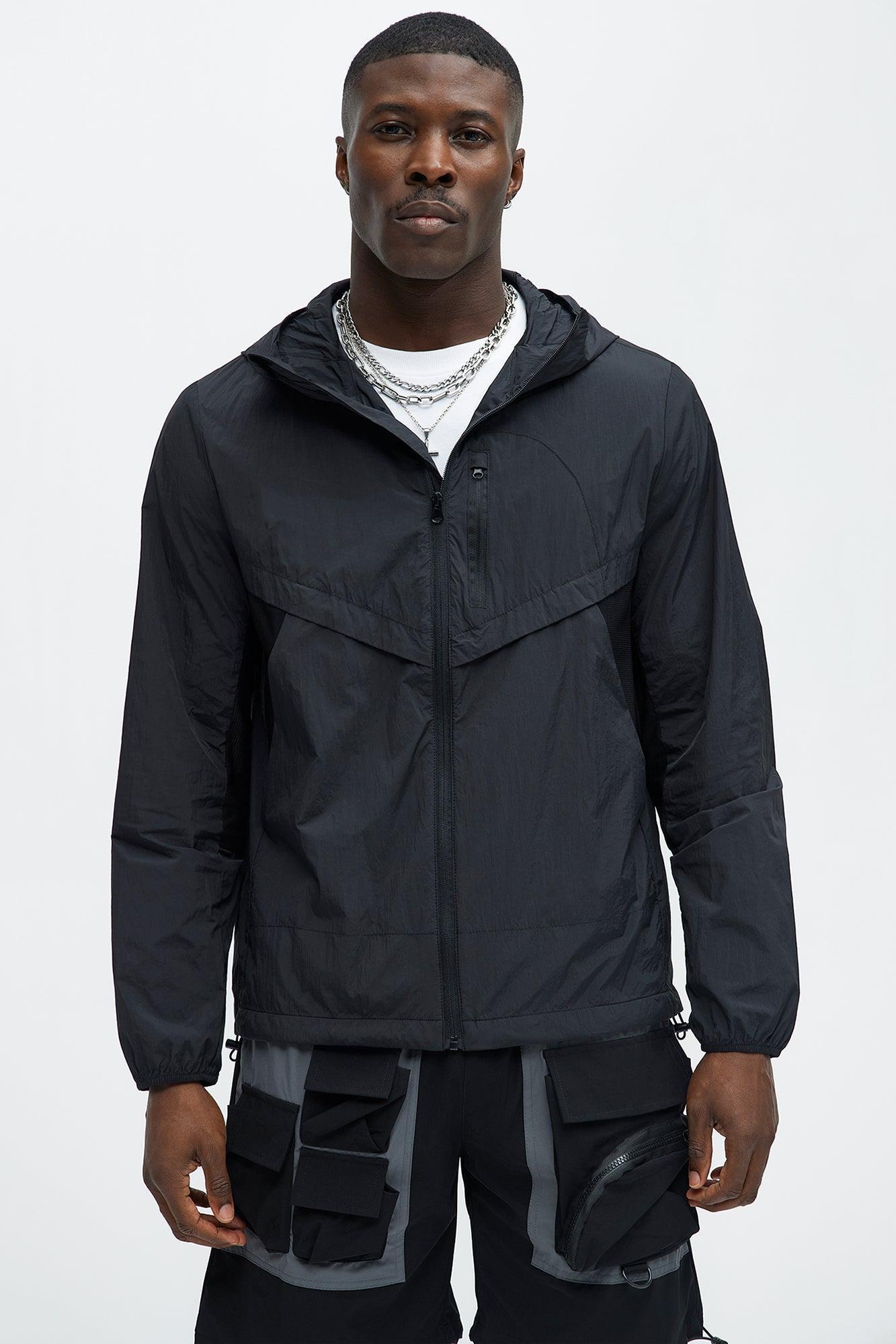 Mesh Panel Nylon Jacket - Black Product Image