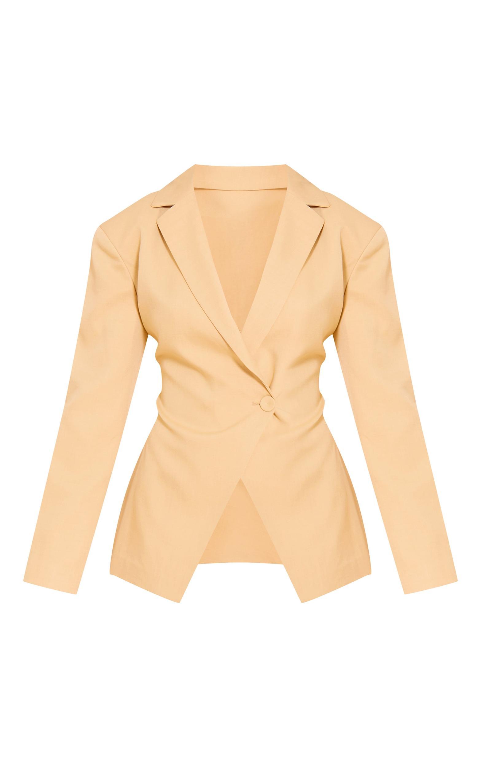  Petite Butter Cream Cross Front Boxy Tailored Blazer Product Image