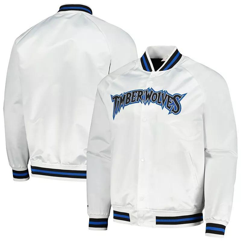 Mens Mitchell & Ness Minnesota Timberwolves Hardwood Classics Throwback Wordmark Raglan Full-Snap Jacket Product Image