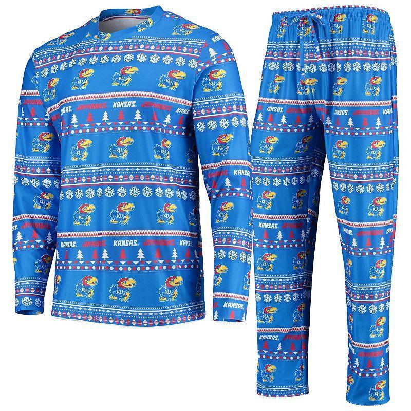 Mens Concepts Sport Royal Kansas Jayhawks Ugly Sweater Long Sleeve T-Shirt and Pants Sleep Set Product Image