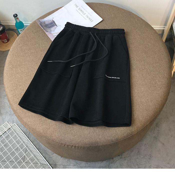 Drawstring Waist Plain Shorts Product Image