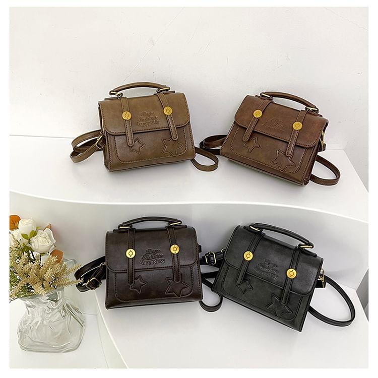 Star Applique Faux Leather Flap Crossbody Bag Product Image