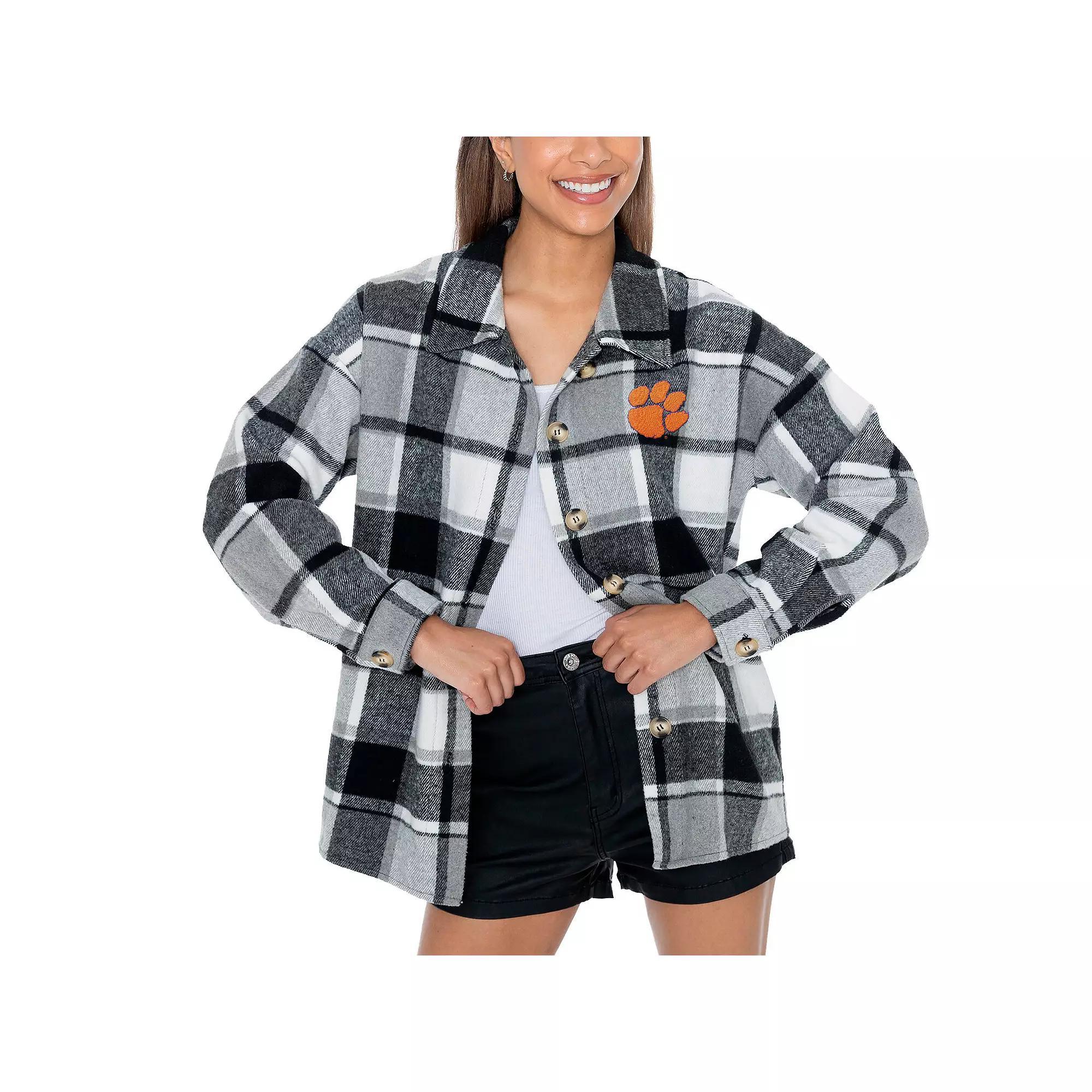 Women's Gameday Couture Gray Clemson Tigers End Zone Game Flannel Button-Up Shirt, Size: Small, Grey Product Image