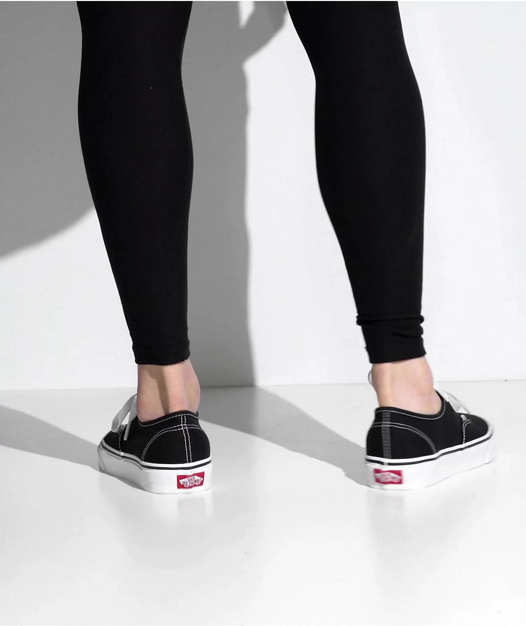 Vans Authentic Black and White Canvas Skate Shoes Product Image