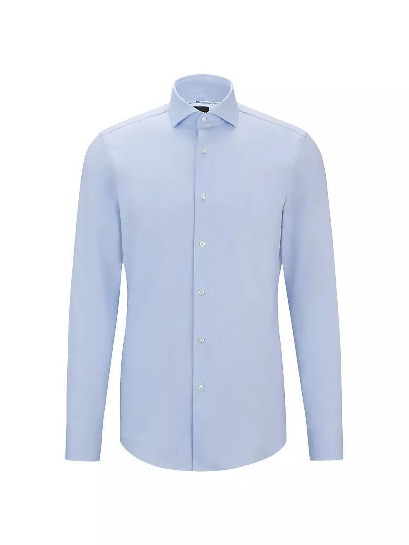 Slim-Fit Shirt in Easy-Iron Structured Stretch Cotton Product Image