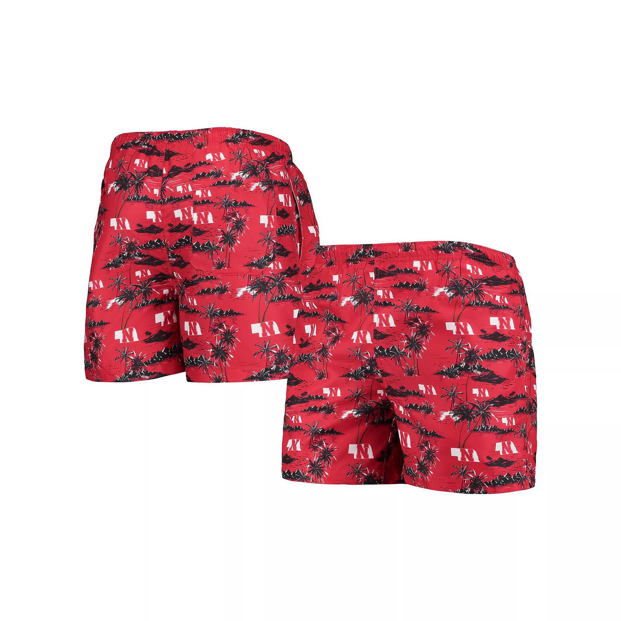 Men's FOCO Scarlet Nebraska Huskers Island Palm Swim Trunks, Size: XL, Red Product Image