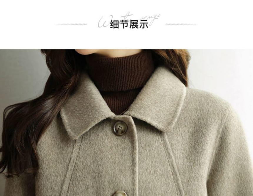 Collared Plain Button Coat Product Image