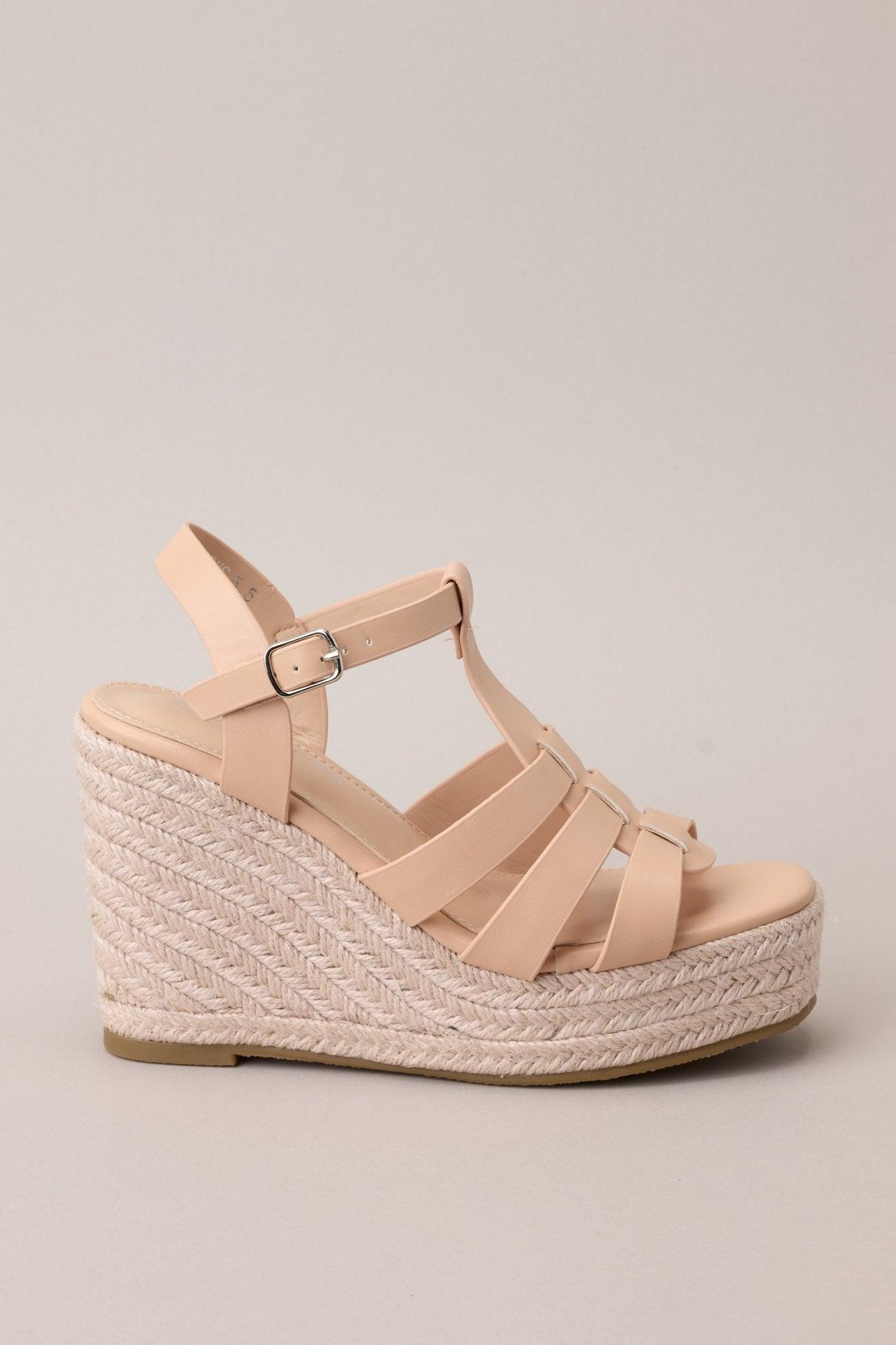 Just Wandering Beige Espadrille Platform Wedge Sandals Product Image