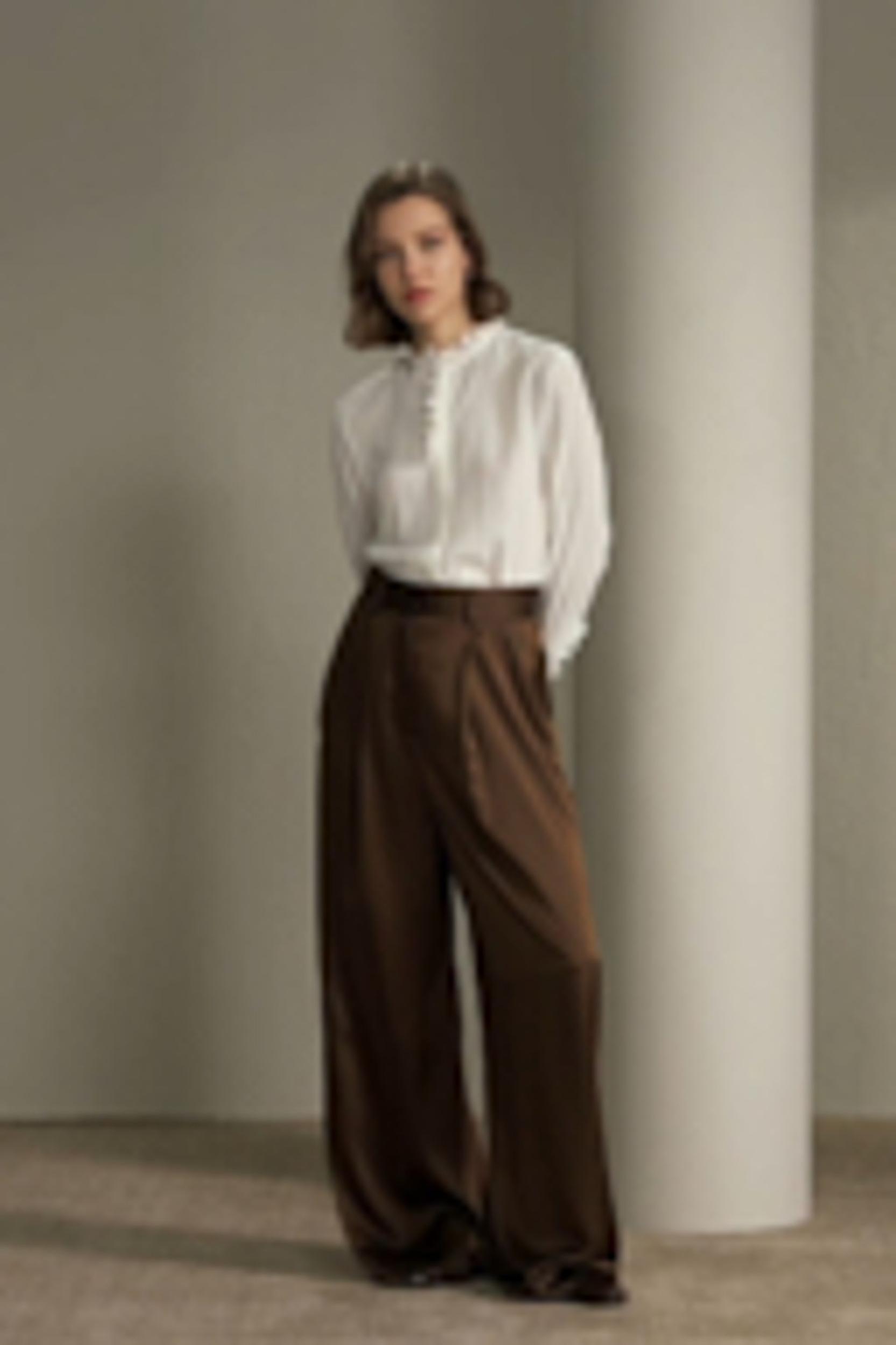 Crêpe de Chine Blouse with Ruffle Edge Product Image