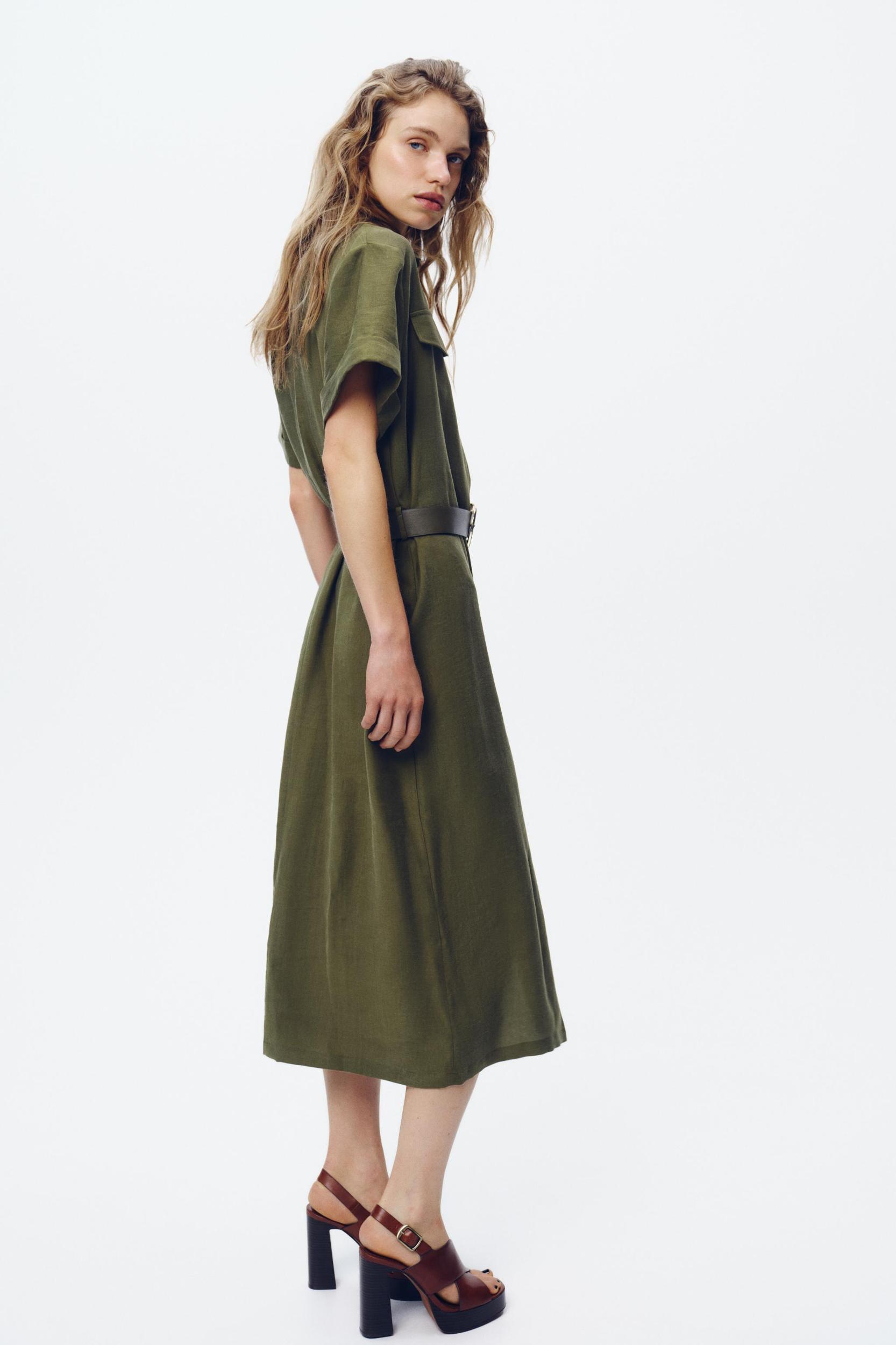 BELTED MIDI DRESS Product Image