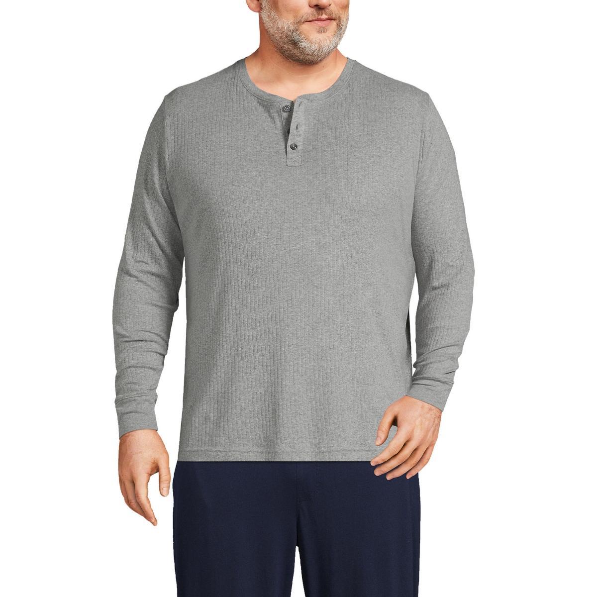 Men's Lands' End Ribbed Pajama Sleep Henley, Size: Medium, Deep  Blue Product Image