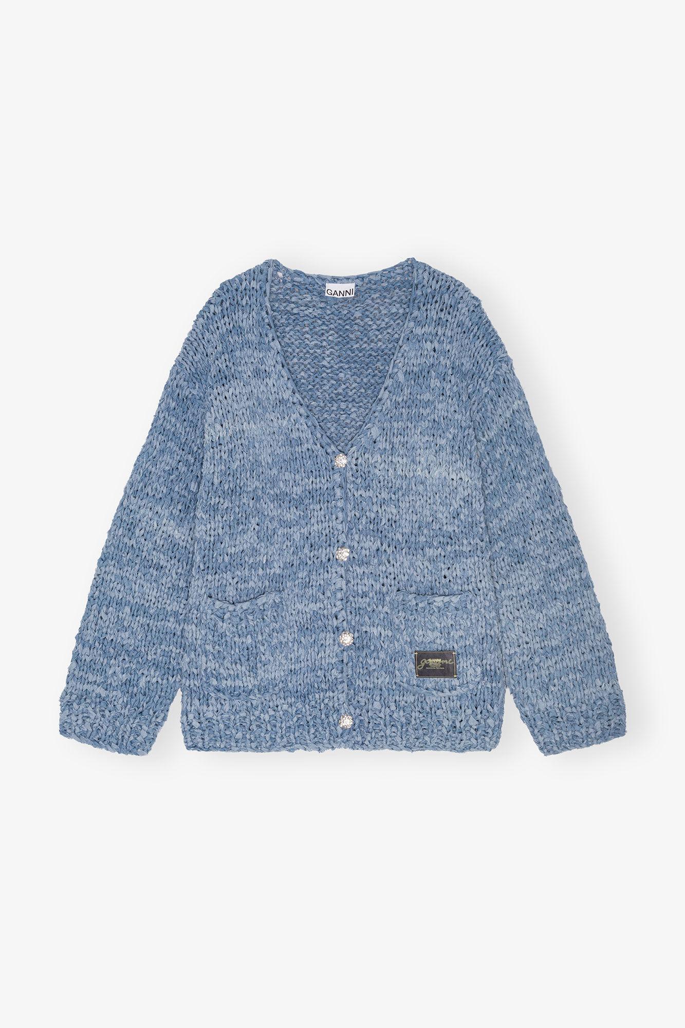 Blue Denim Handknit Cardigan Product Image