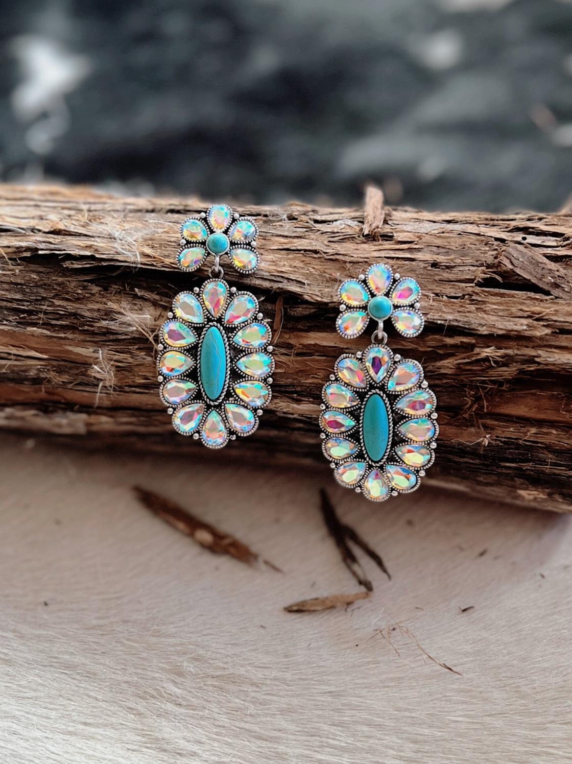 Crown Iridescent Jewel of the Rodeo Earrings-2 Iridescent Designs Product Image