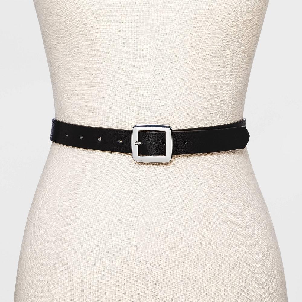 Womens Chunky Center Bar Belt - A New Day Black Product Image