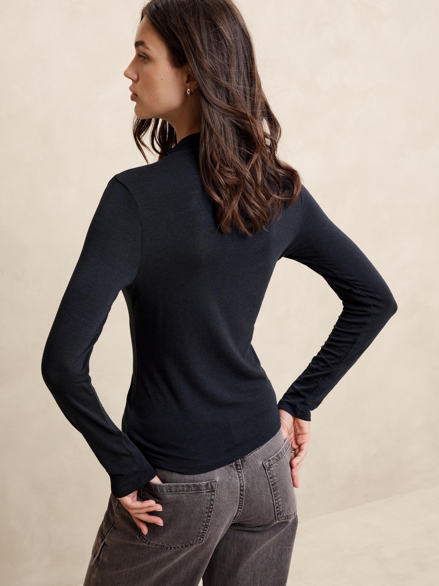 Tissue Rayon Mock-Neck Top Product Image