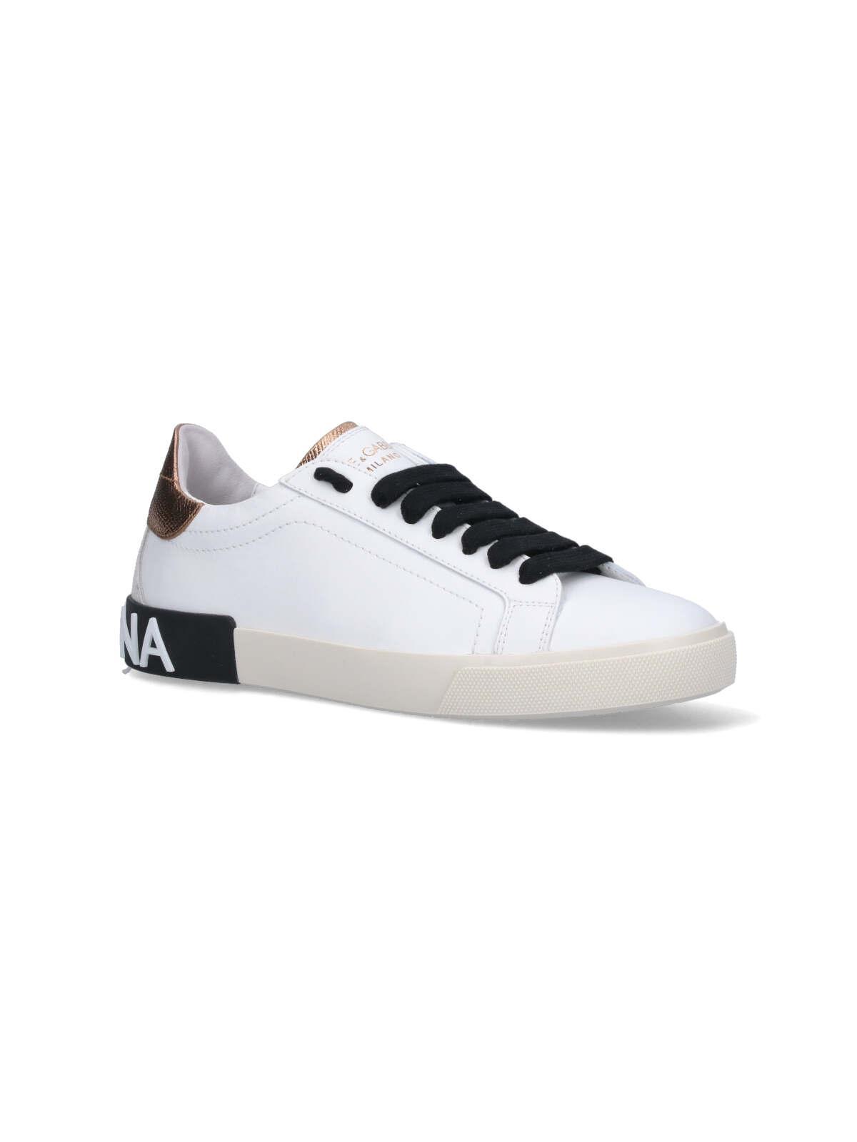 DOLCE & GABBANA Portofino Vintage Leather Sneaker In White Product Image