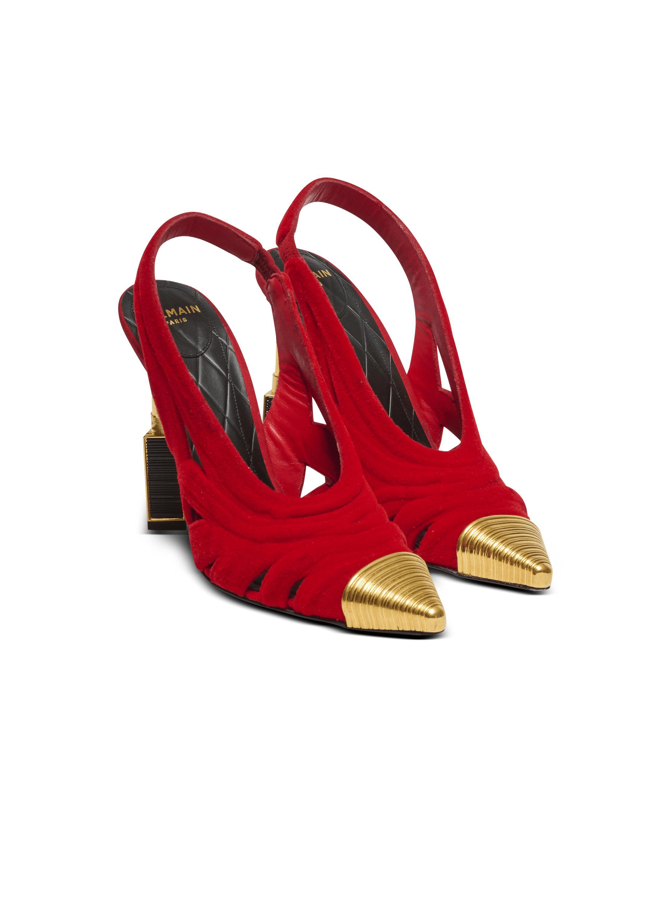 Lipstick pumps in suede leather and brass Product Image