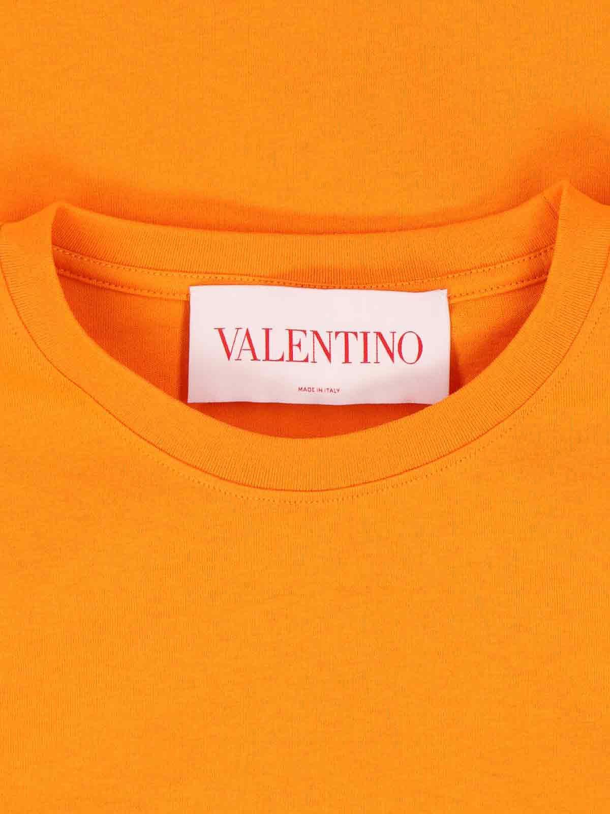 VALENTINO Cotton T-shirt With Chez Print In Orange Product Image