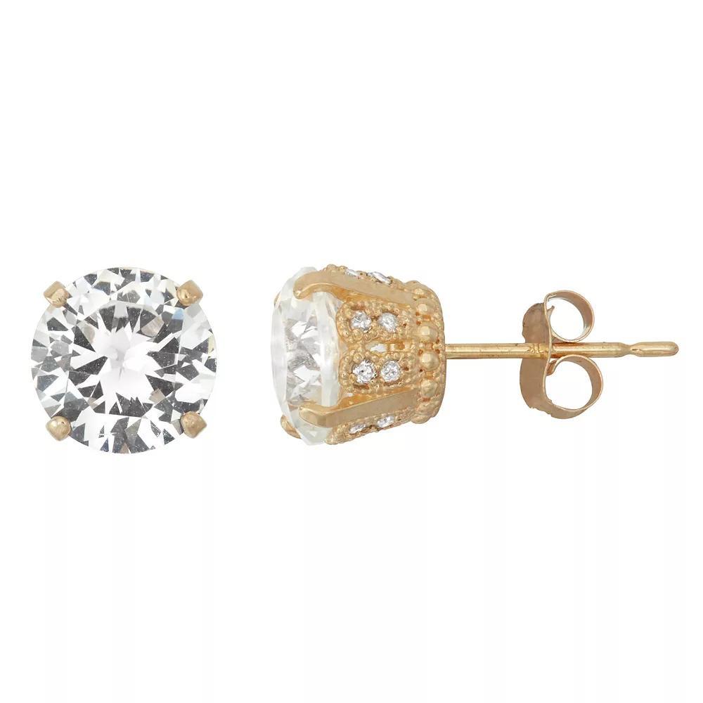 Designs by Gioelli 10k Gold Lab-Created White Sapphire & Diamond Stud Earrings, Women's, 10k Goold Product Image