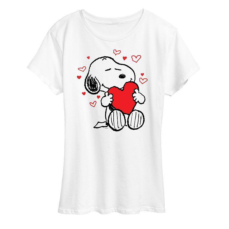 Women's Peanuts Snoopy Hearts Graphic Tee, Size: Medium, Grey Gray Product Image