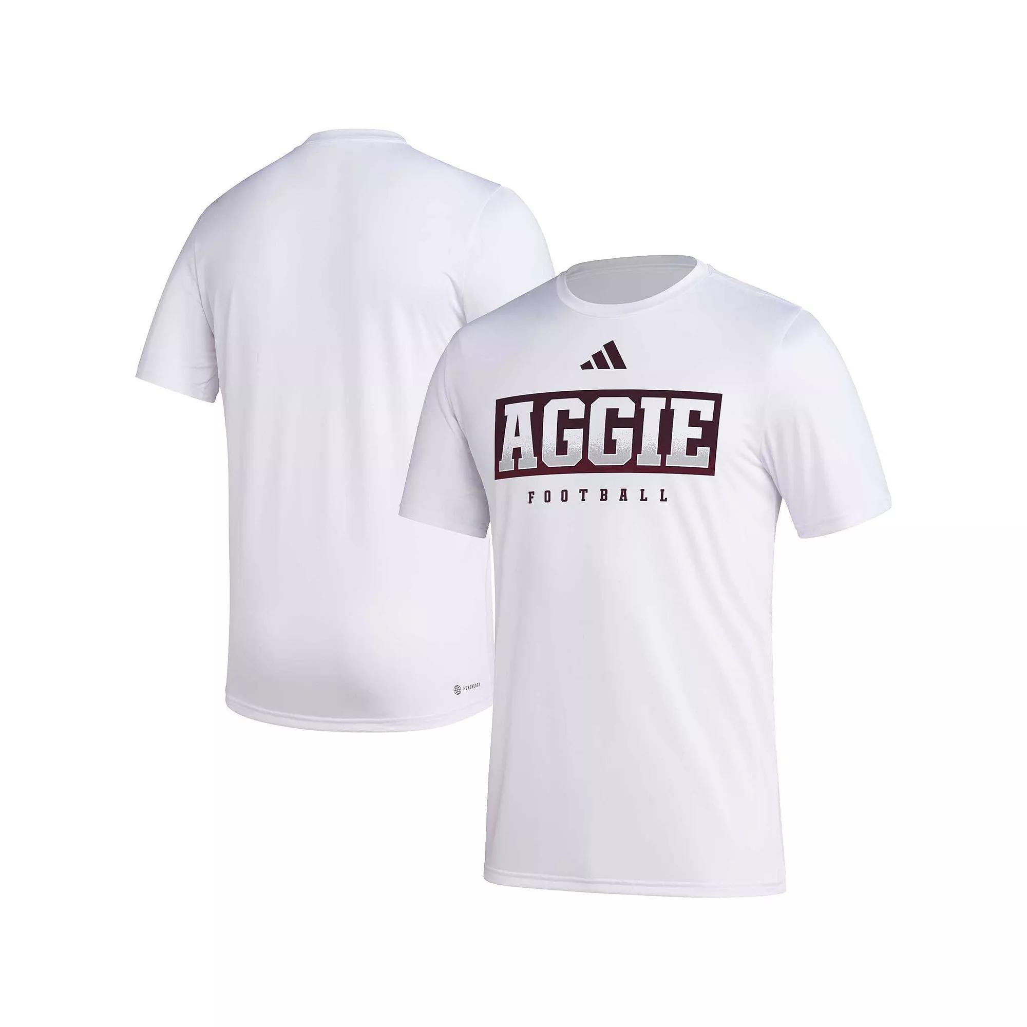 Men's adidas White Texas A&M Aggies Football Practice AEROREADY Pregame T-Shirt,  Product Image
