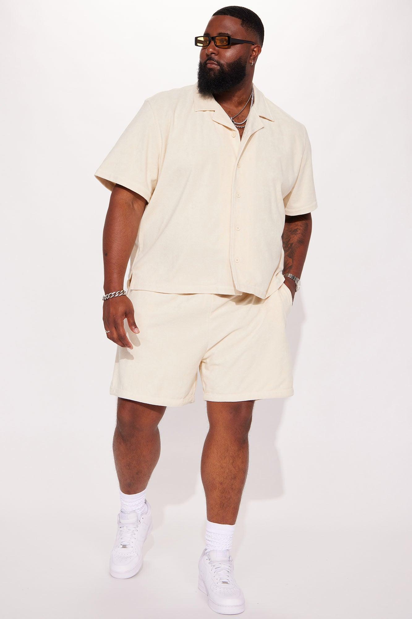 Dipped Terry Knit Shorts - Cream Product Image
