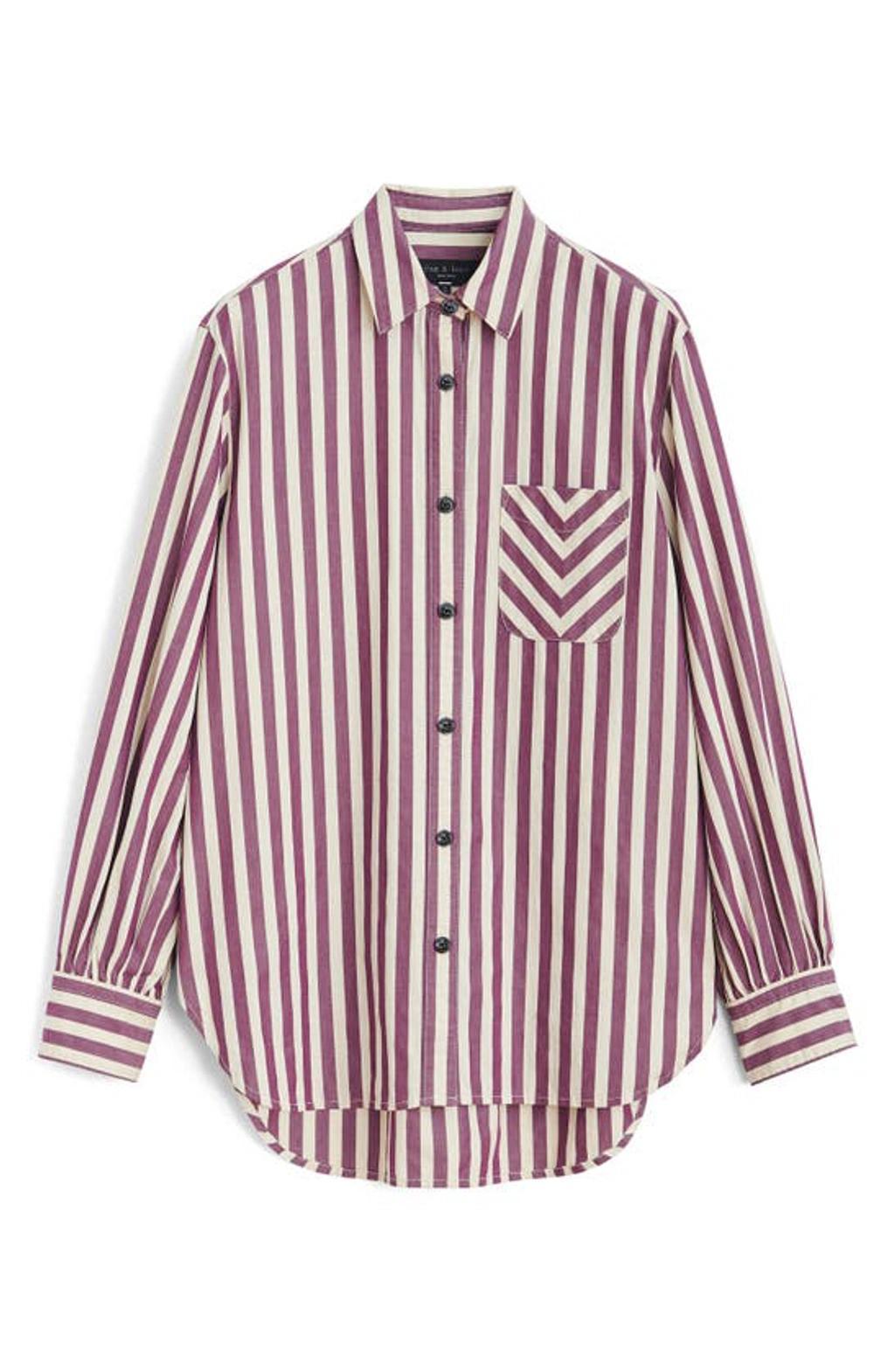 Maxine Stripe Cotton Shirt In Purple Stripe Product Image