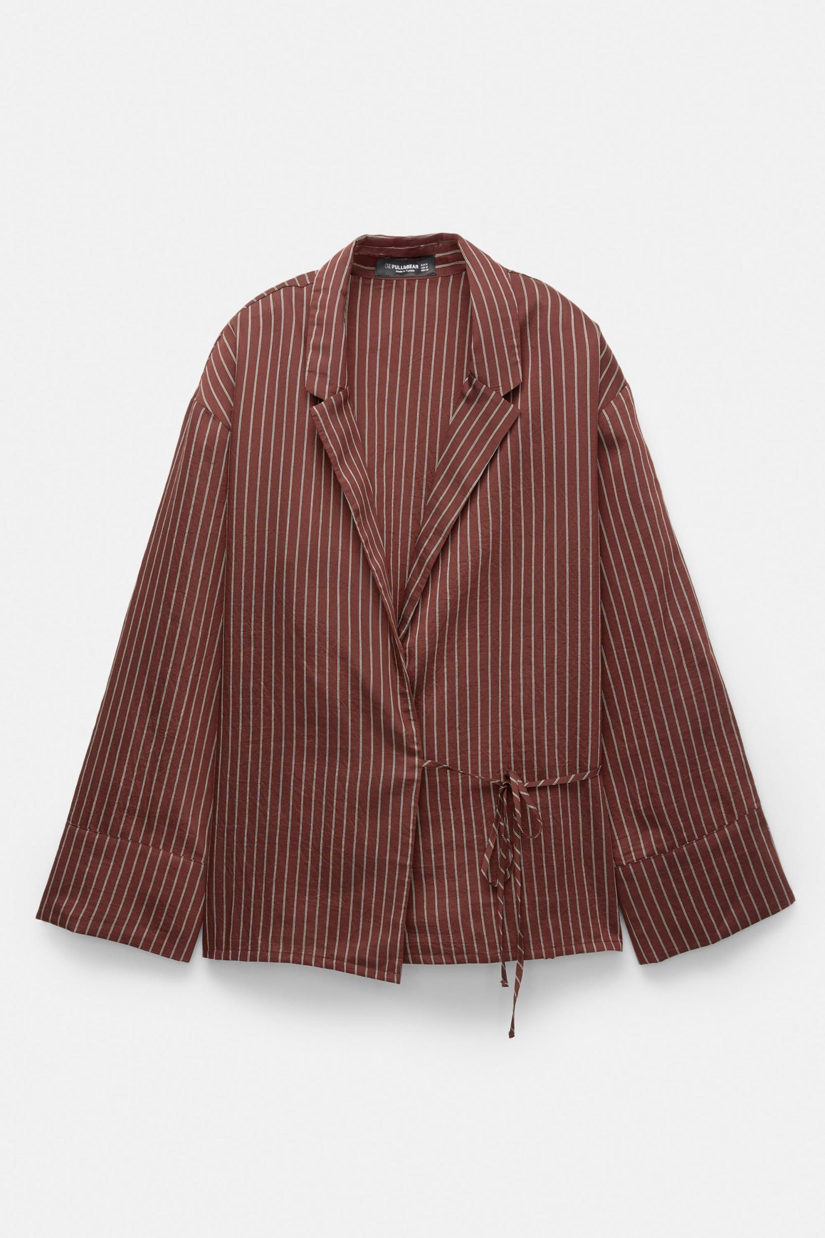 Striped shirt with tie detail Product Image