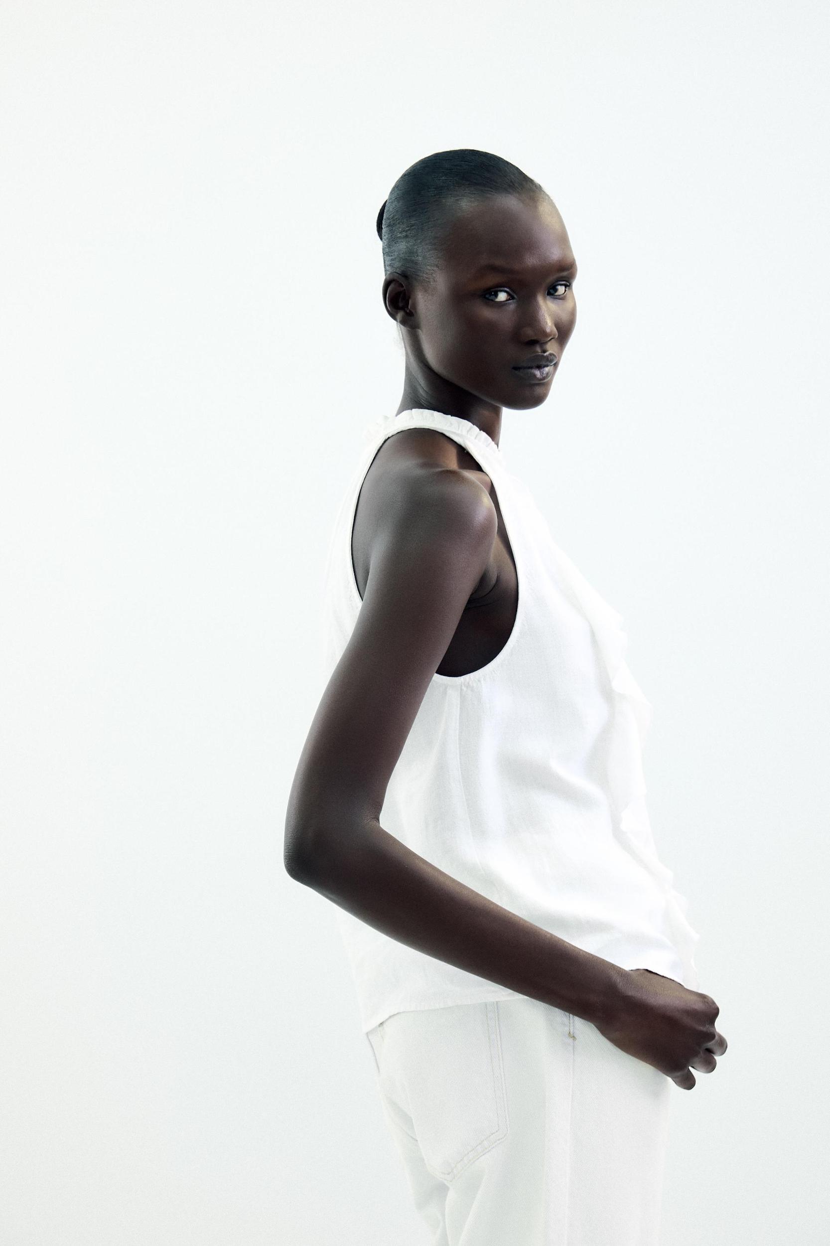 RAMIE RUFFLE HALTER TOP Product Image