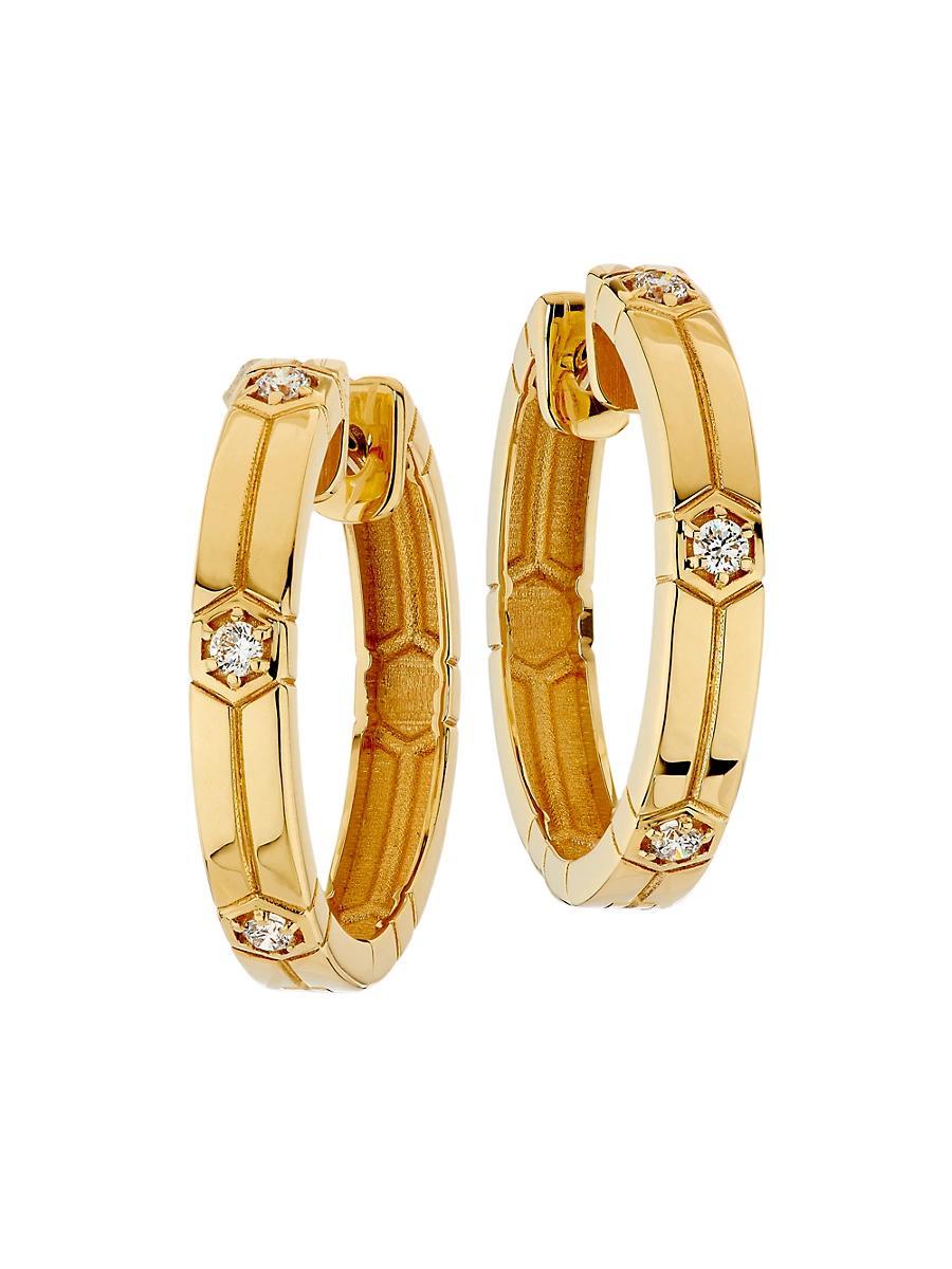 Womens Baia Sommersa 18K Yellow Gold & 0.20 TCW Diamond Hoop Earrings Product Image