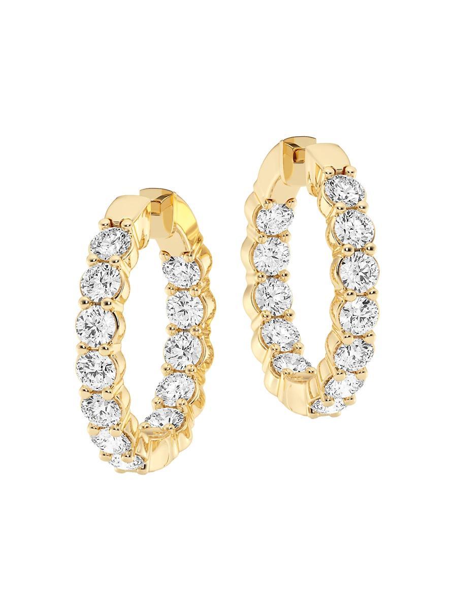 Womens 14K Yellow Gold & 6 TCW Lab-Grown Diamond Inside-Out Hoop Earrings Product Image