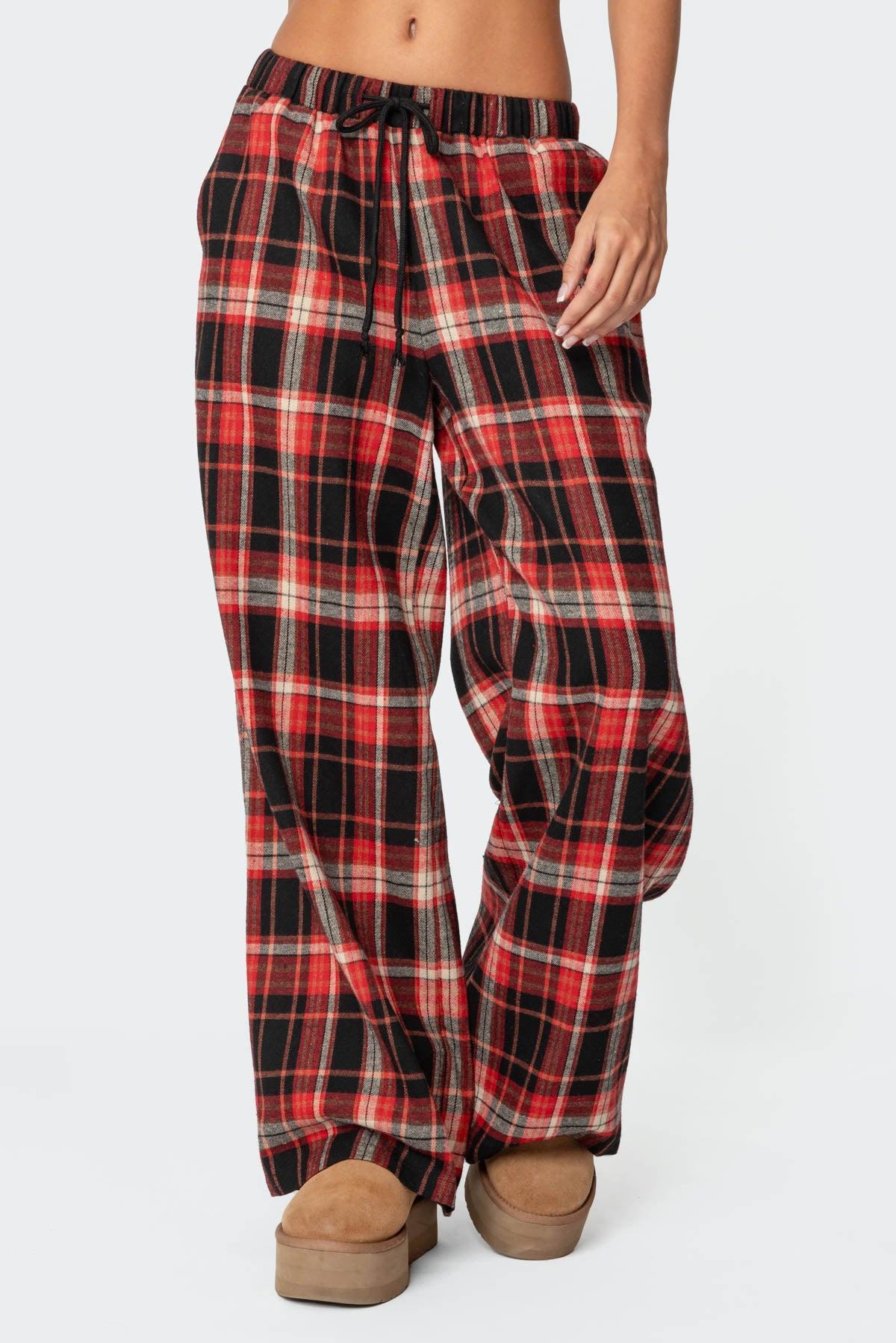 Lounge Around Plaid Wide Leg Pants Product Image