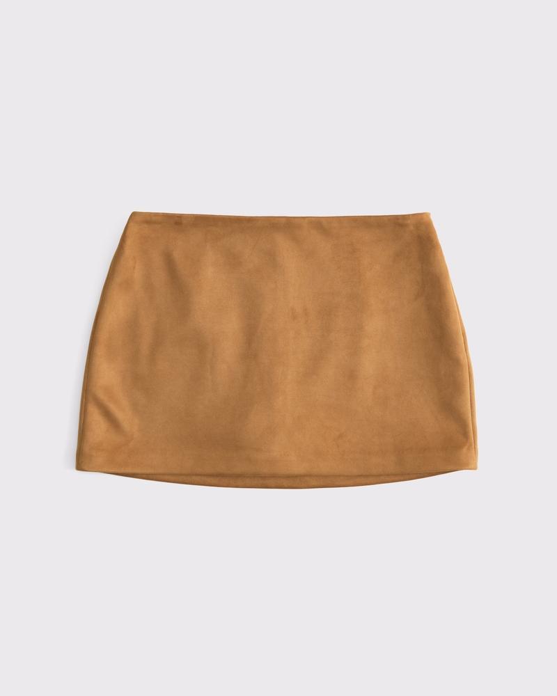 The A&F Scarlett Mid Rise Vegan Suede Mini Skort Product Image