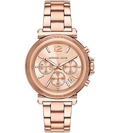 Michael Kors Womens Maren Chronograph Rose Gold-Tone Stainless Steel Watch 40mm Product Image