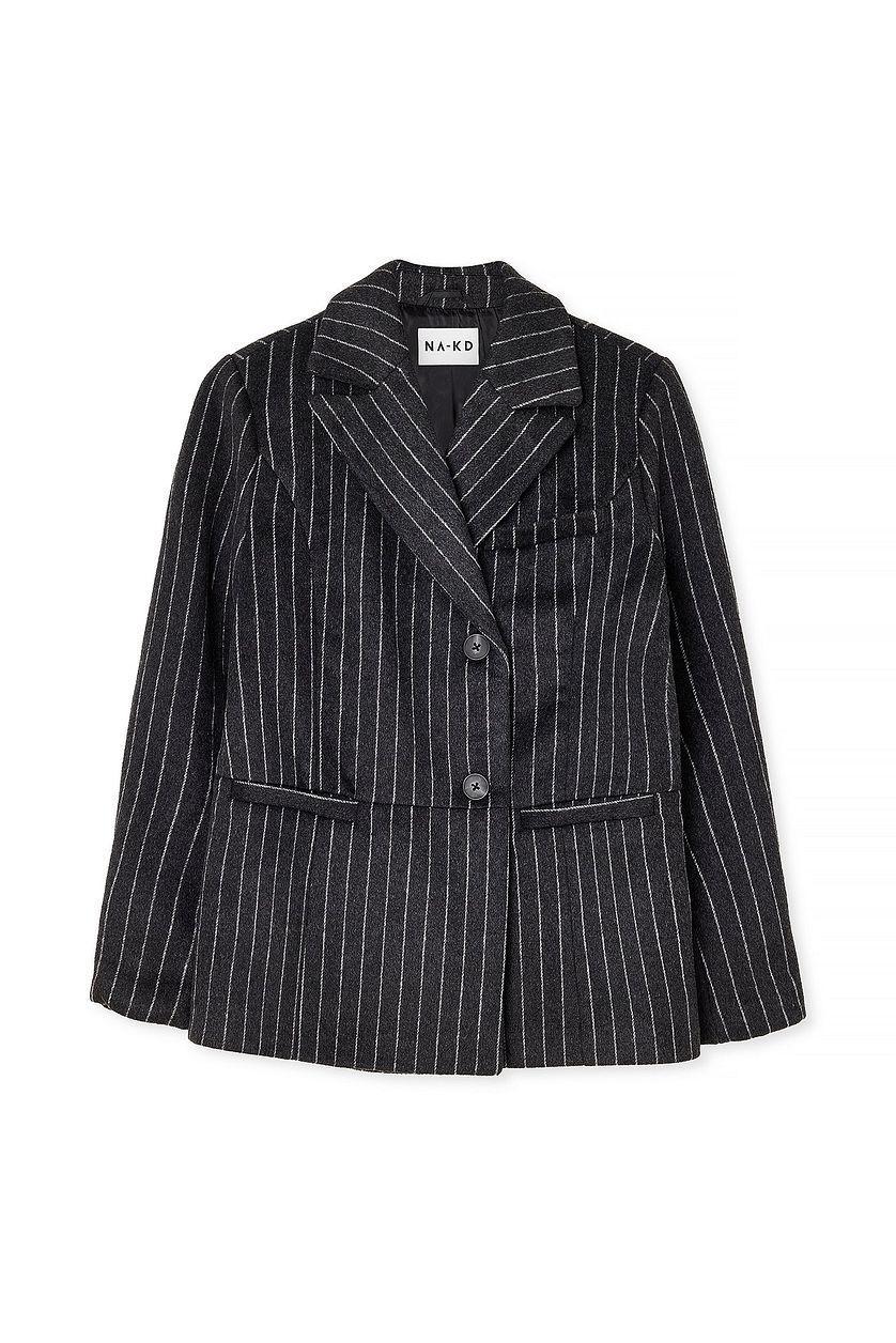 Wool Blend Oversized Blazer Jacket Stripe Product Image