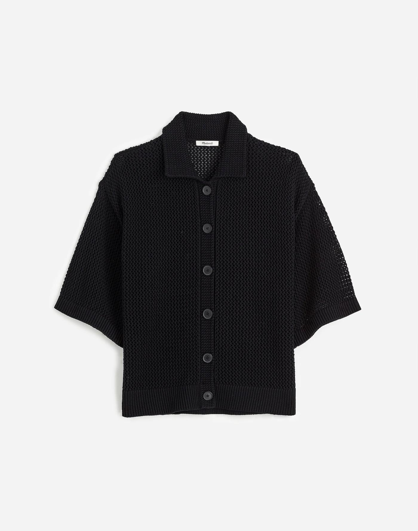 Open-Stitch Button-Front Cardigan Product Image