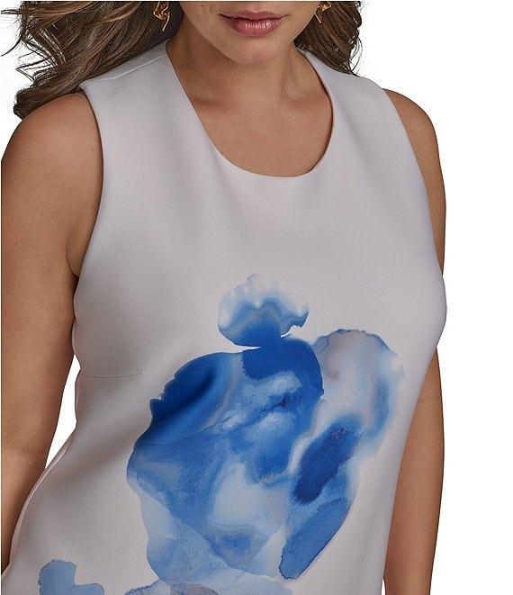 Donna Karan Plus Size Sleeveless Floral Print Scuba Sheath Dress Product Image