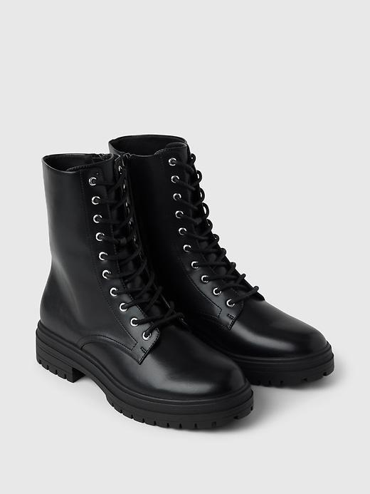 Vegan Leather Moto Boots Product Image