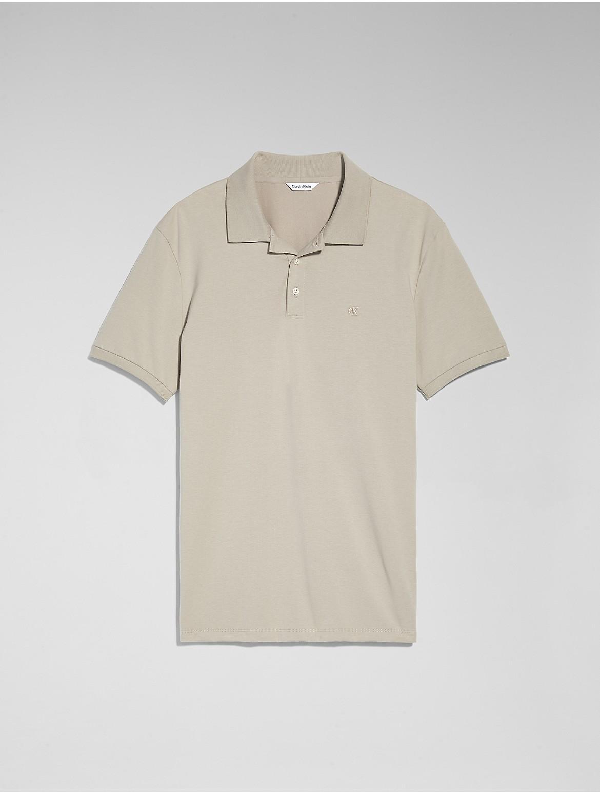 Calvin Klein Mens Smooth Cotton Polo Shirt - Grey - M Product Image